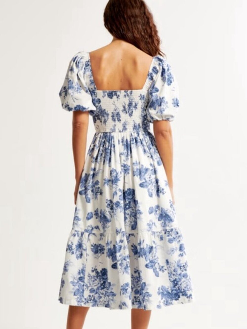 NWT Abercrombie & Fitch Emerson Poplin Puff-Sleeve Midi Dress - Large Tall - Picture 2 of 9